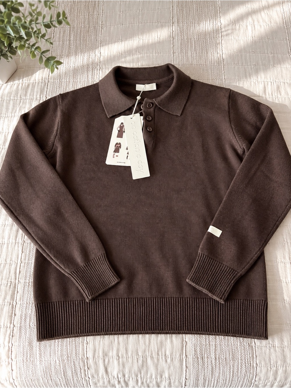 Fine Wool Polo Sweater color Cappuccino